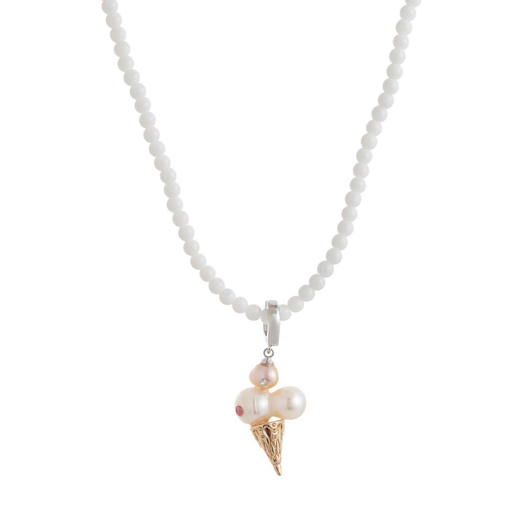 Fashion Pearl Chain Ice Cream Necklace Women'S Light Luxury Niche Design Clavicle Chain Jewelry