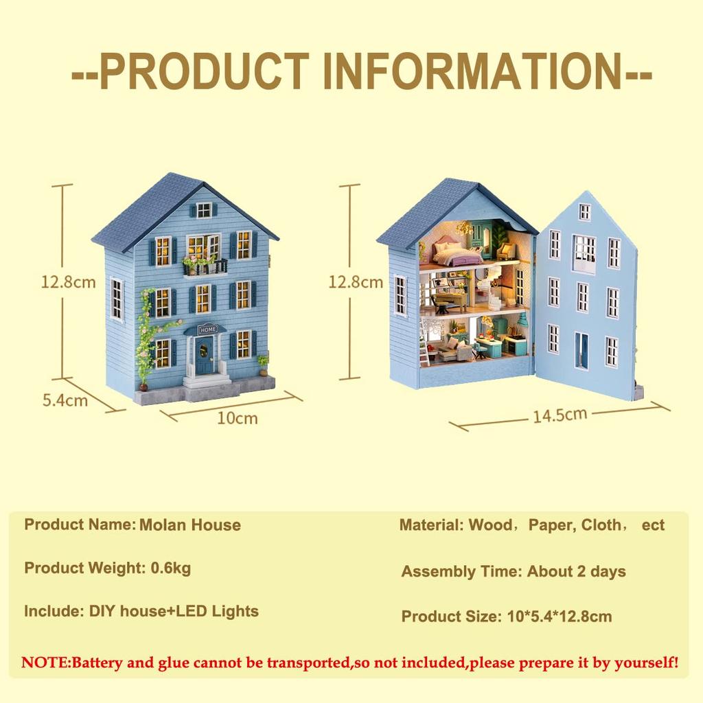 CUTEROOM Wooden Dollhouse Kit DIY Miniature House for Kids Toy for Girls and Boys Comes with Furniture - - - (D031)