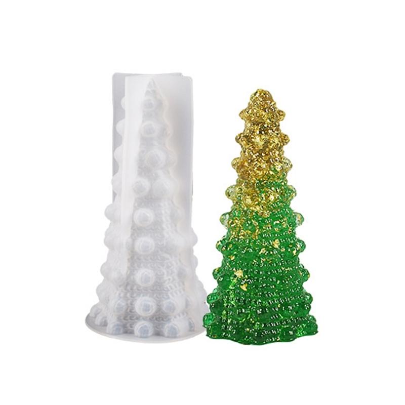 

3D Christmas Tree Silicone Mold Crystal Epoxy Resin Mold DIY Night Light Desktop Decoration Drop Glue Gypsum Mould Craft S