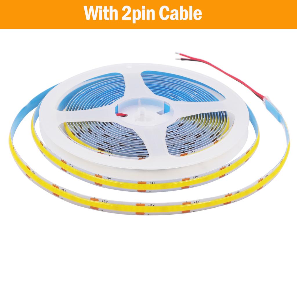 USB 5V COB LED Strip Light 8mm Flexible LED Tape 320LEDs High Density Linear Lighting with Adhesive Tape Cabinet TV Backlight