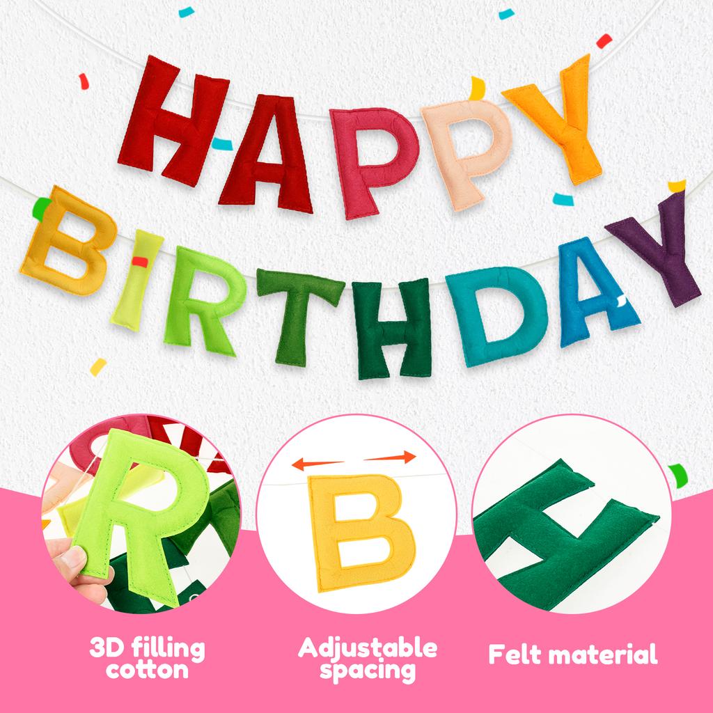 Alles Gute zum Geburtstag Dekoration Luftballons Rosa Blau Buchstaben Filzstoff Ballons Set Geburtstagsfeier Deko Luft Globos Balony Anniversaire
