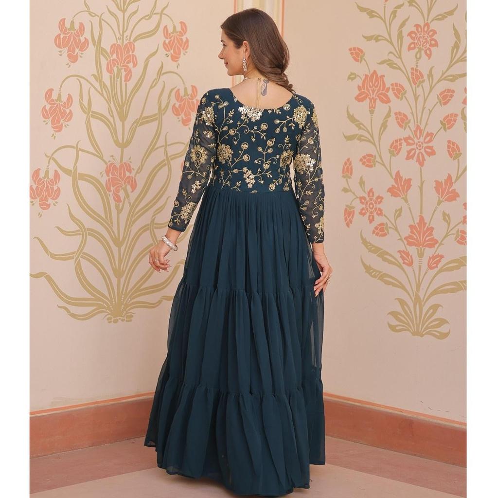 Women Designer Designer Anarkali Gown With Embroidery Sequence Work Suit Dress