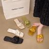 Flat-bottomed one-word slippers women's versatile slippers outer wear 2025 summer new French sandals fairy wind cool slippers