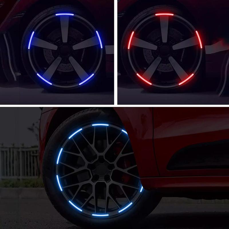 20Pcs Rainbow Car Wheel Reflective Sticker Personalized Motorcycle Electric Bicycle Colorful Anti Night Light Decorative Sticker