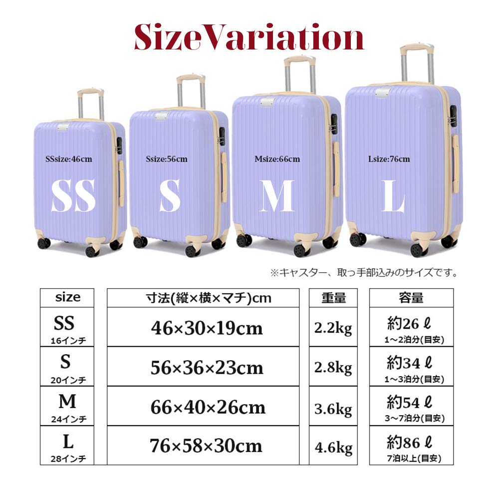 Rikopin carry carry dial lock zipper type [RRikopin] suitcase, carry-on, large, case, bag, type, ultra-lightweight, cute, [S size/white beige]