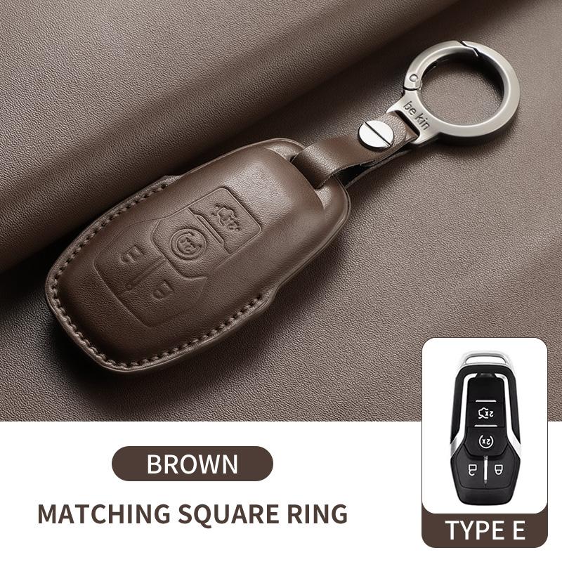 Leather Car Key Case Cover For Ford Focus Explorer Edge Mustang Fusion Mondeo Kuka Escape F250 F350 F450 F550 Galaxy Auto Parts