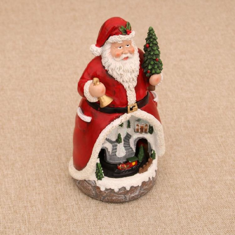 Weihnachtshütten-Spieluhr für Männer Frauen Kinder Geburtstags-Weihnachtsgeschenk Drehender Zug Harz-Spieluhr mit LED-Licht