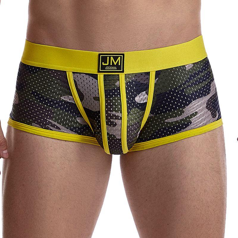 Boxer JOCKMAIL Nylon-Boxershorts mit Tarnmuster, atmungsaktiv, Mesh-Boxershorts, niedrige Leibhöhe, stilvolle, große, elastische Sport-Herrenunterwäsche