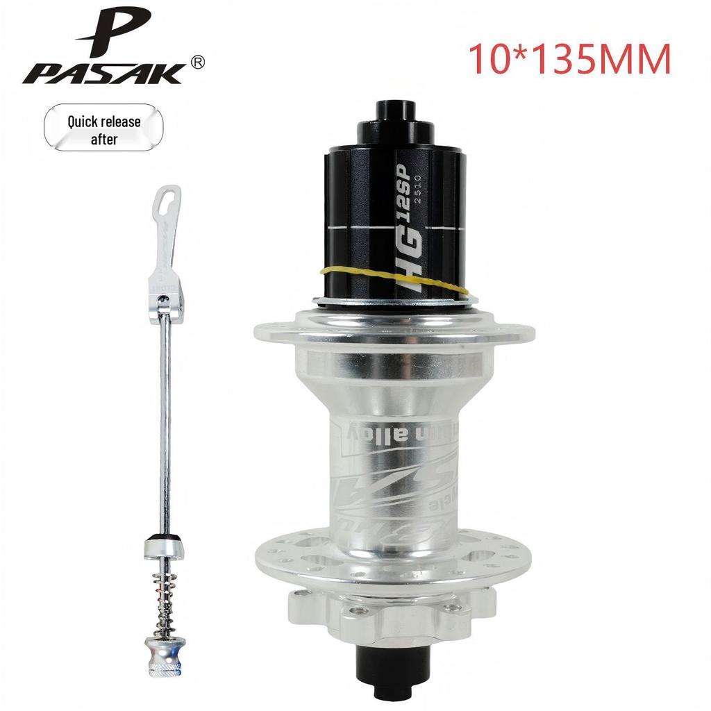 32-Hole Mountain Bike Rear Hub, Four-Bearing, Quick Release Thru-Axle, Six-Bolt Disc Brake, Six-Pawl Cassette Freehub