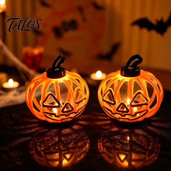 Home Window Display Ornaments Halloween Pumpkin Lantern, LED Light Up Hollow Ornament, Battery Operated Decorative Statue with Warm for Indoor Outdoor