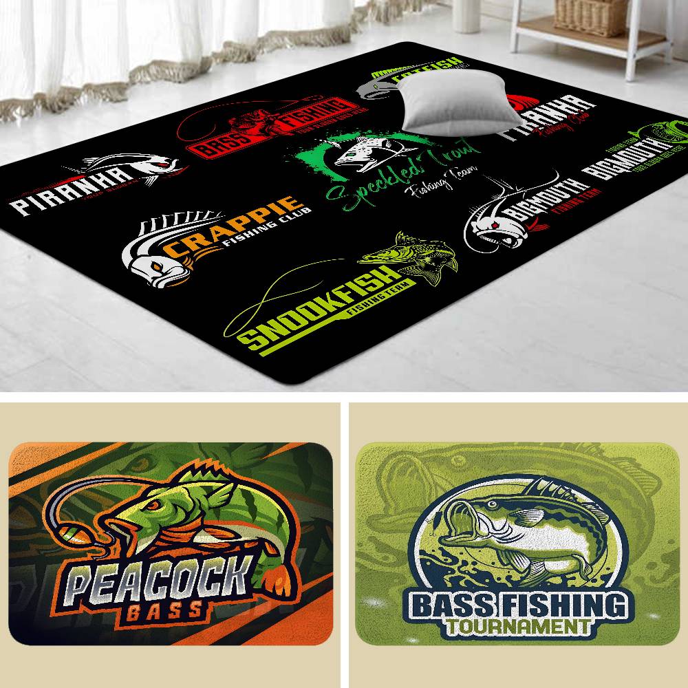 Bass Fishing Floor Mats Home Laundry Rug Carpet For Living Room Decor Lounge Area Anti-slip Foot Mat Entrance Doormat