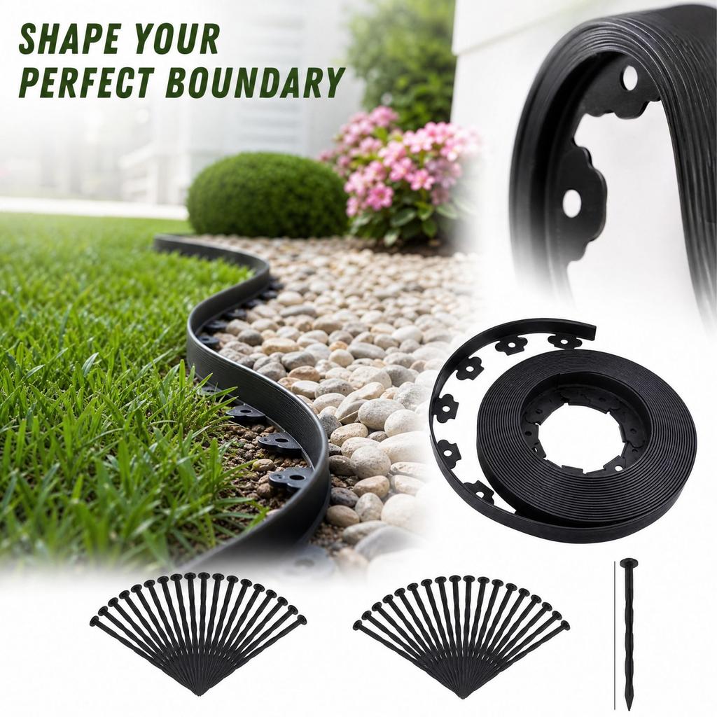 Garden Edging L-Shaped Grass Border for Landscaping, Boundary Separation, 5 Meters