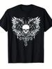 Unisex T-shirt Gothic Emo Y2K Grunge Aesthetic T-Shirt with Skull Cross And Bat Wing Goth Symbols -  Soft Breat