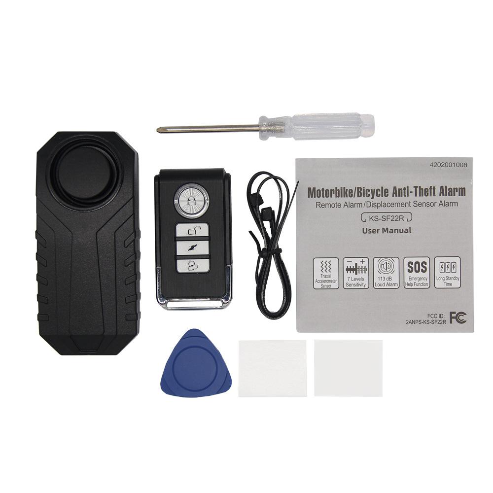 Loud 113dB Wireless Anti-Theft Vibration Motorcycle Alarm Bike Security Remote