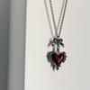Y2k Gothic Jewelry Bow Cross Heart Necklace For Girls Vintage Accessories Rose Goth Collares Chain For Women Man Punk Necklace