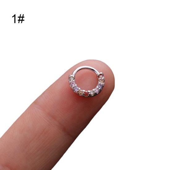 1Pc Women Multicolor Cubic Zirconia Hoop Nose Ring Huggie Earring Helix Jewelry