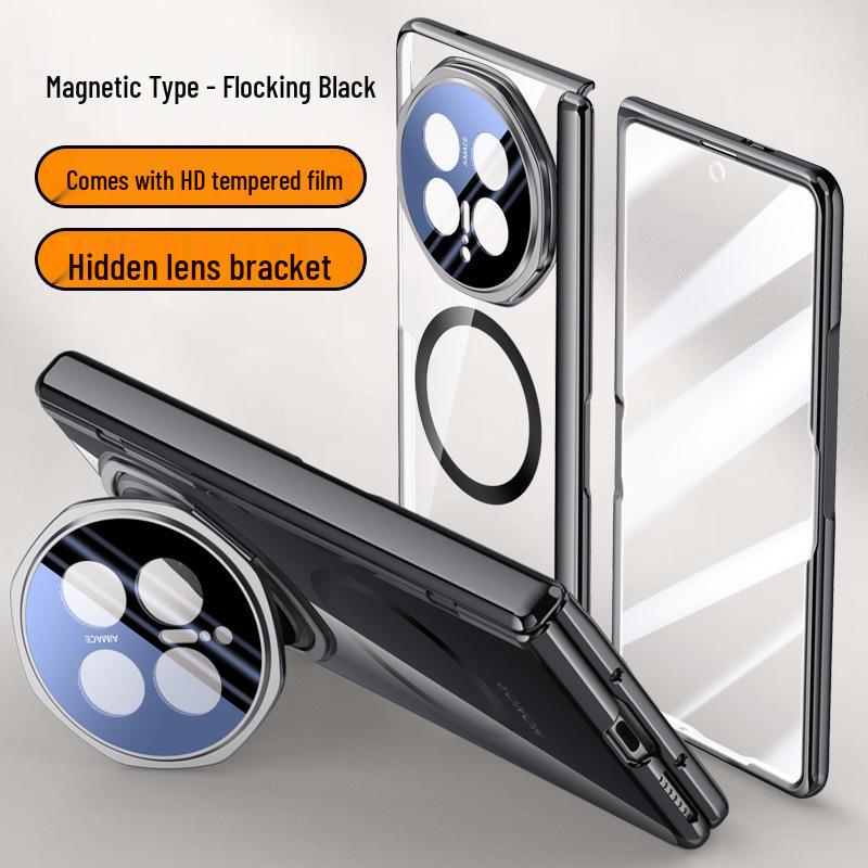 Honor Magic V6 Transparent Magnetic Foldable Phone Case with Lens Holder - Full Coverage Anti-Drop Protection for Men