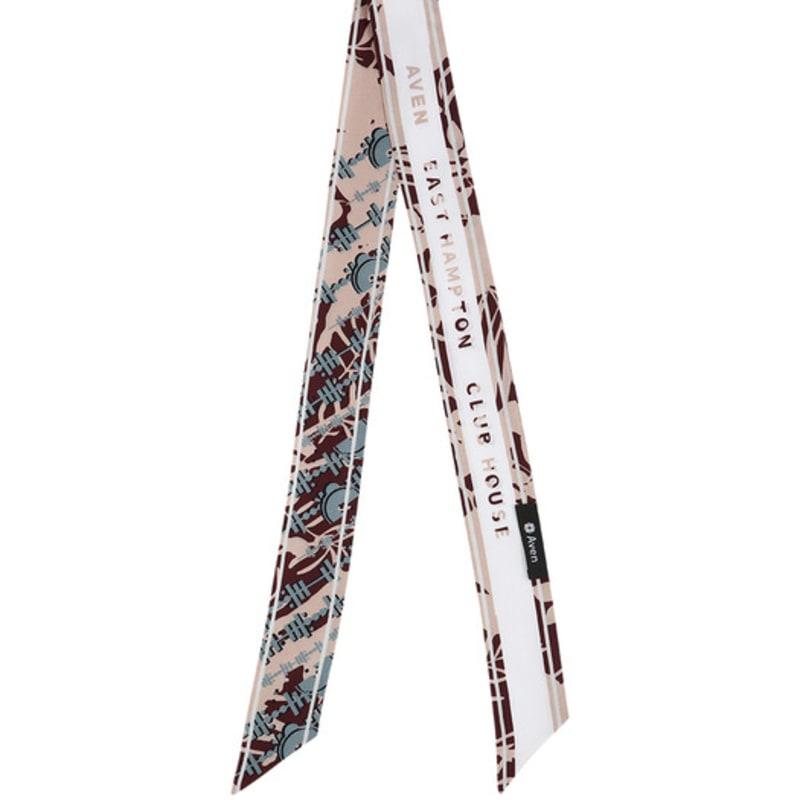 Aven Flower Collage Tie Scarf White
