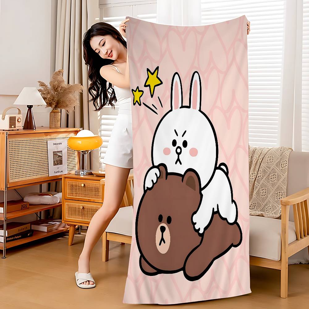 L-LINE ANIMATION FRIENDS Microfiber Printed Beach Towel Mountain Climbing Yoga Beach Swimming Running Absorbent Soft Towel