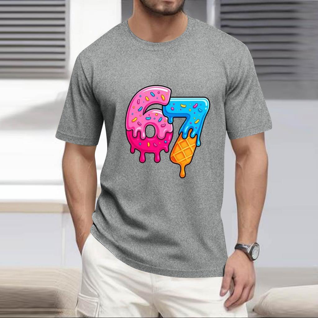 Men's  Popular T-shirt Printed Round Neck Short Sleeve T-shirt