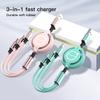 3 In 1 Car Data Cable Scalable Phone Fast Charging Cable For Volvo XC90 V90 V60 XC60 V40 S80 S60 S90 C40 XC40 V70 XC70 C30 C70