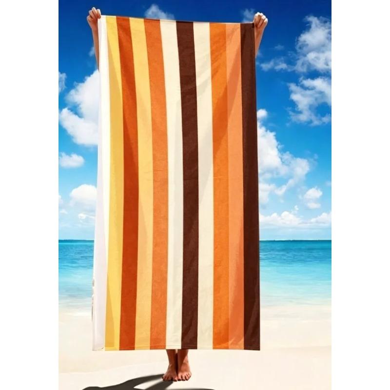 Classic Ocean Striped Beach Towel Large Soft Absorbent Towel  Geometric Stripes Quick-Dry Lightweight Towel for Summer Beach