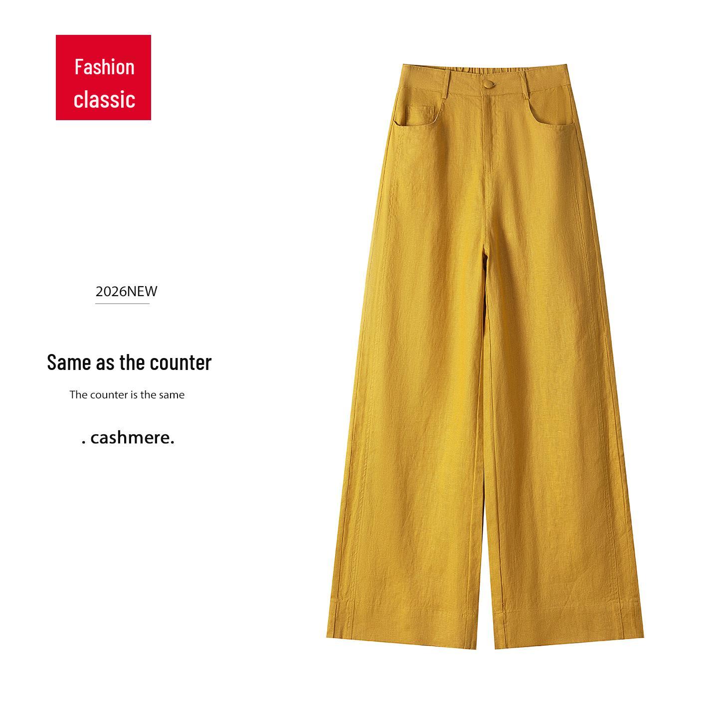 

Women s Summer 2026 Pure Linen Wide-Leg Pants - Elegant High-End Drape, Old Money Style Extra Large