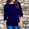 Women's Fashionable Hemp Rope Knitted Detail Round Neck Long Sleeve Sweater Luxurious Relaxed-fit Slimming and Versatile Top