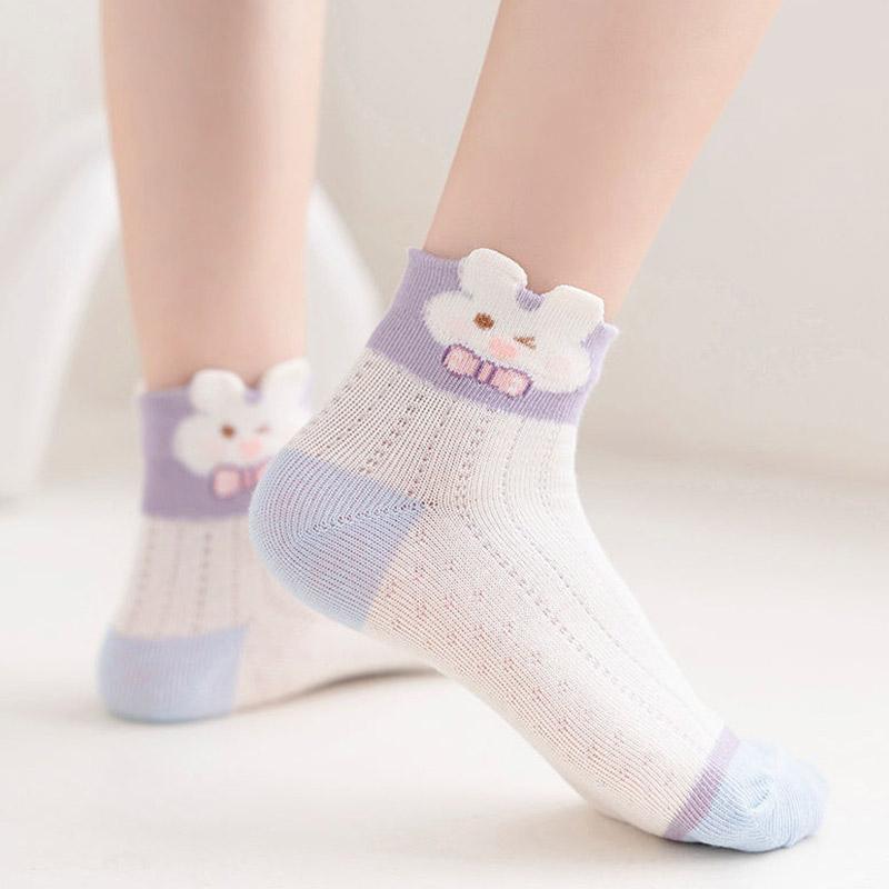 5 Pares Meias de Cristal de Verão para Crianças Menina Meias Finas de Malha Respirável Cano Médio Meias Macias Confortáveis Calçado de Bebê Meias Fofas para Crianças