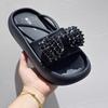 JX bow rhinestone thick-soled one-word slippers for women to wear new fashionable versatile casual beach slippers