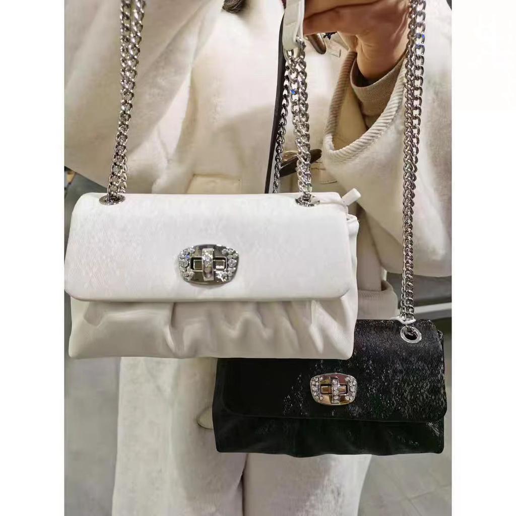 Sweet daughter wind small square bag new niche chain bag high-end pleated shoulder messenger bag