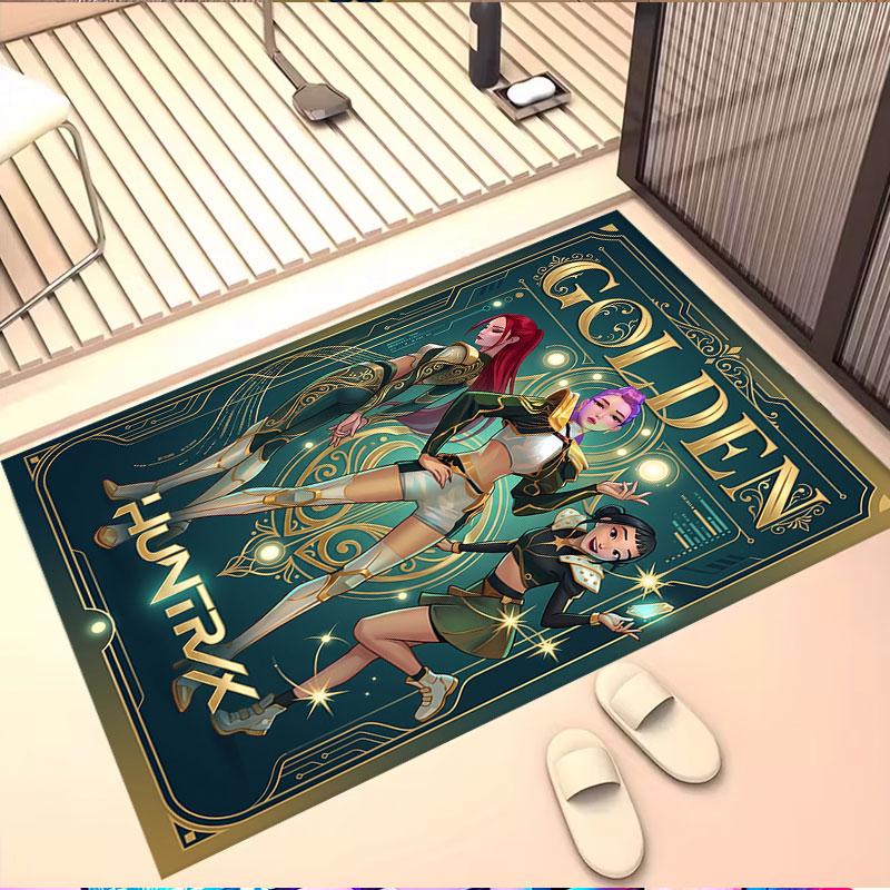 KPop Demon Hunters Print Rug, Washable Floor Carpet, For Entryway Dorm Laundry Room Office Study, Home Decor Birthday Christmas Gift