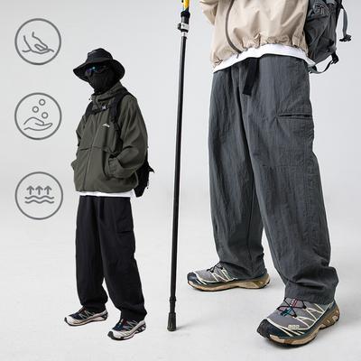 Japanese Style Men's Casual Outdoor Pants Spring Autumn Trousers with Side Pocket Loose Casual Workwear Long Pants