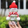 3Pcs/Set Cute Plastic Christmas Snowman Shape Milk Juice Bottles  With Lids&Cap Transparent Cup