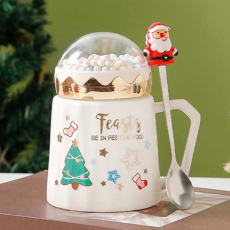 

Творча керамічна різдвяна чашка з кришкою: Ідеальна святкова подарункова коробка null білий