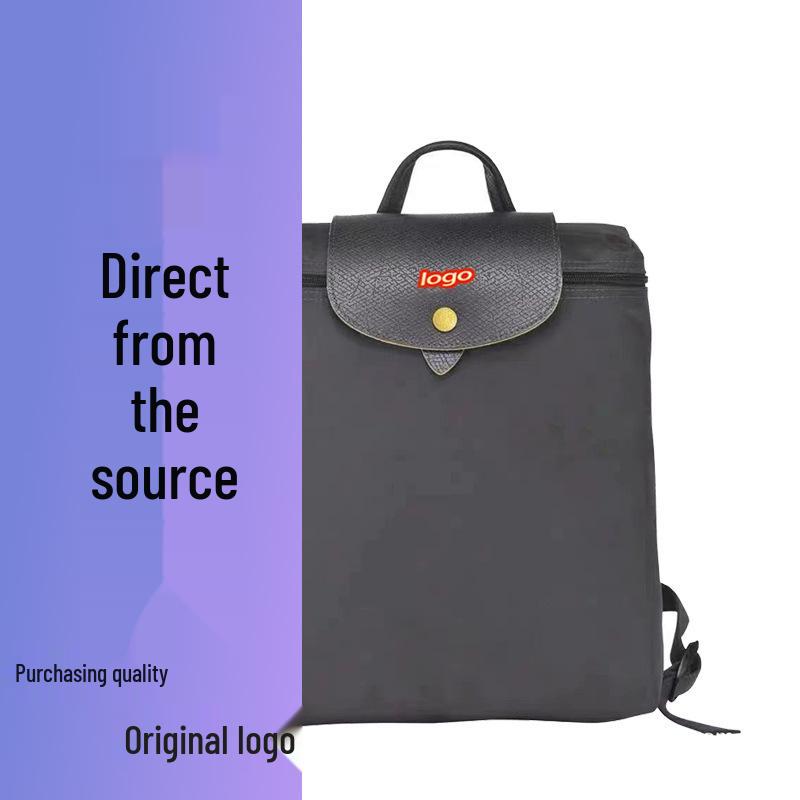 French Dragon Inlay Waterproof Nylon Backpack with Phone and ID Pocket - Women's Casual Street Style