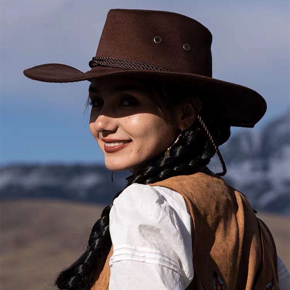Unisex Wide Brim Western Cowboy Hat Vintage Big Edge Sun Hat Jazz Style For Music Festival Party Cosplay Outdoor Climbing