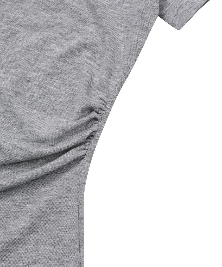 Mucent Yati Side Shirred V-Neck Short Sleeve T-Shirt (4 Colors)