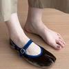 Leather suede niche pig's trotters split-toe single shoes women's spring versatile flat bottom shallow mouth word belt Mary Jane shoes