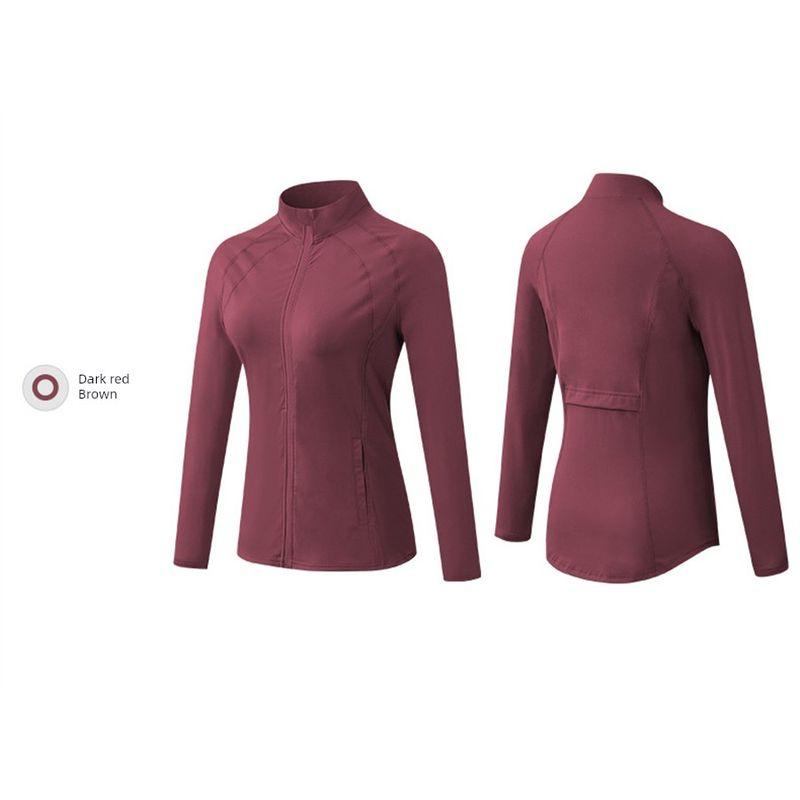 

2023 New Autumn and Winter Plus size Yoga Clothes Long sleeve Outerwear Night Running Morning Running Exercise Gym Top Women Dark red 8(120-140 card code selection)