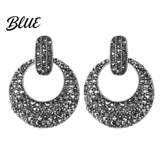 Rhinestone Drop Earrings 1 Pair Earrings Hollow Round Pendant Stud