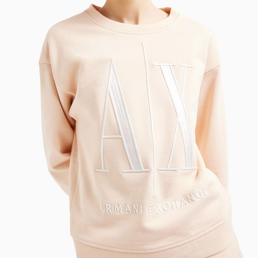 Armani Exchange SS24 Buchstabendruck Rundhals Langarm Sweatshirt Damen Sweatshirt Hellrosa 8NYM02-YJ68Z-14BD