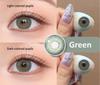 Color Contact Lenses 1 Pair for European Blend Effect Green and Purple and Gray Eyes 14.5mm Yearly Use Soft Lens