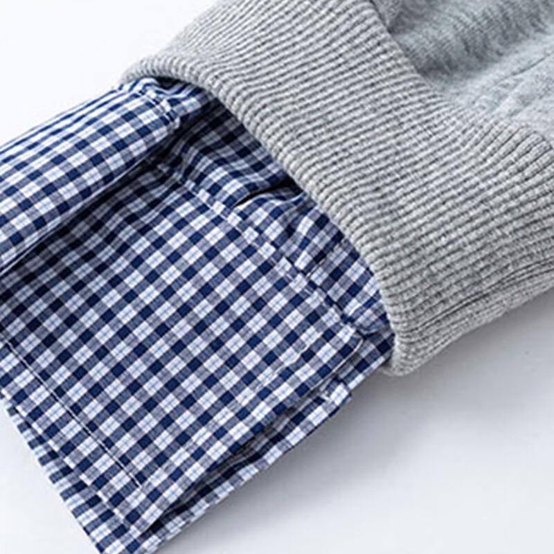 NASA MARVEL Men's Faux Two-Piece Plaid Lapel Sport Sweatshirt