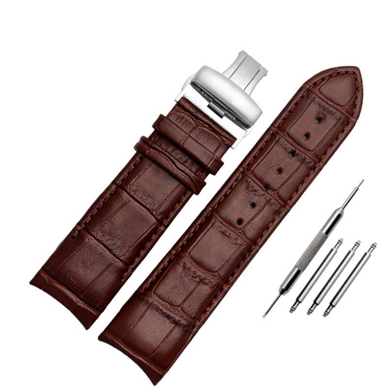 Echtes Leder Uhrenarmband 22mm 23mm 24mm für Tissot T035.407A T035.617A 627A Uhrenarmbänder Armbänder Schmetterlingsverschluss