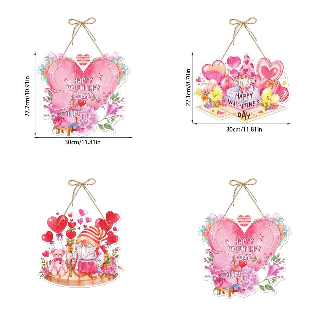 Valentines Day Pink Door Hanging Ornament For Party Venue Decoration With Paper Material Pack Of Four