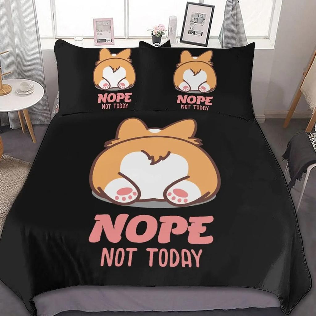 Kinder Corgi Hund Bettwäscheset King Queen Größe Niedlicher Welpe Bettbezugset Cartoon Haustier Tier Bettdeckenbezug Mikrofaser Steppdeckenbezug