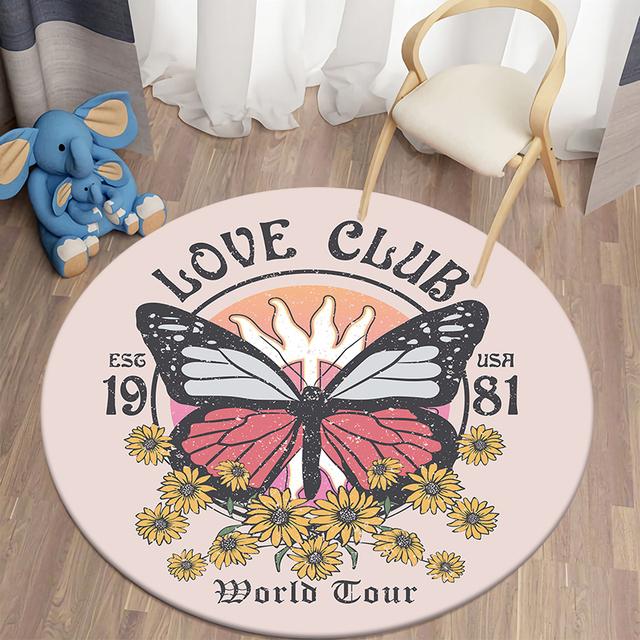 Tappeto Rotondo Stampato Floreale Stampato Kawaii Per Tappeti Soggiorno Tappetini da Picnic da Campeggio Tappeto Antiscivolo Tappetino da Yoga Tappeti Per Camera da Letto