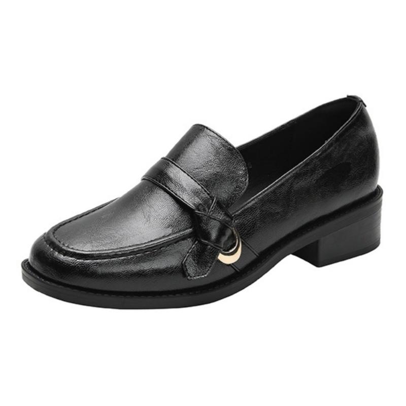 Fashion Women's Cow Leather Metal Buckle Slip On Flat Shoes 2025 High Quality Comfortable Loafers Casual Versatile Daily Famale Shoes