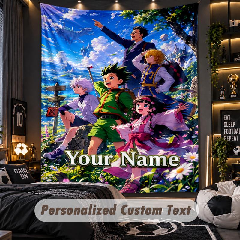 Personalized Wall Tapestry,Hunter × Hunter Custom Printed Name, Fabric Wall Art For Indoor Room Backdrop